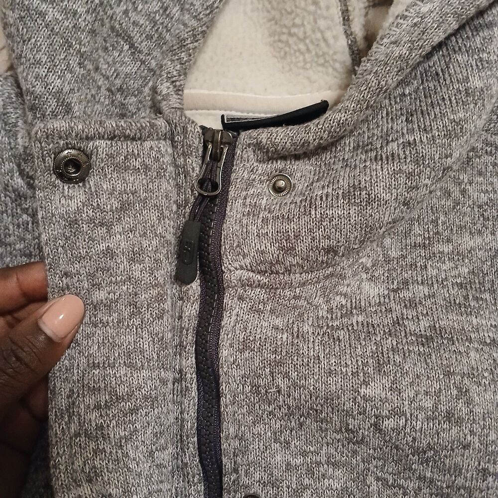 Women's Gray Button-Front Fleece Jacket in Large - Picture 3 of 6